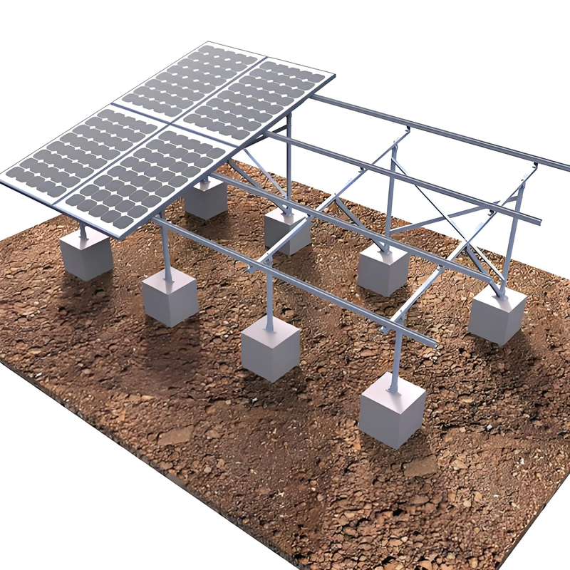 Supports de montage de panneaux solaires durables avec connexion flexible pour installations sur base en béton, mise à la terre et surfaces inclinées